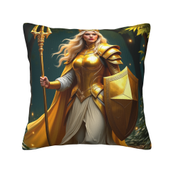 Funda de Almohada de Felpa de Doble Cara con Patrón de Guerrera Femenina de 45x45 cm