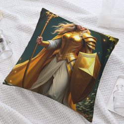 Funda de Almohada de Felpa de Doble Cara con Patrón de Guerrera Femenina de 45x45 cm