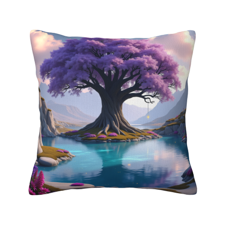 Federa da cuscino da 45x45 cm a doppio lato morbido con motivo di albero viola onirico