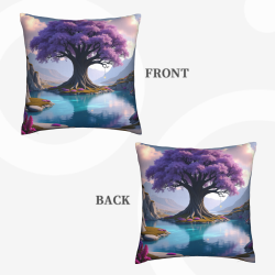 Federa da cuscino da 45x45 cm a doppio lato morbido con motivo di albero viola onirico