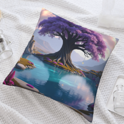 18x18 Zoll doppelseitiger Plüsch-Kissenbezug mit traumhaftem lila Baummuster