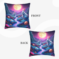18x18 Inch Double - Sided Plush Pillow Cover with Rabbit Pattern