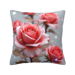 18x18 Inch Double - Sided Plush Pillow Cover with Rose Pattern
