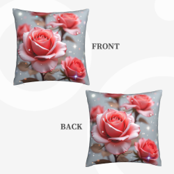 18x18 Inch Double - Sided Plush Pillow Cover with Rose Pattern