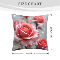 Housse de coussin en peluche recto-verso 18x18 pouces avec motif rose