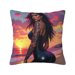 Funda de almohada de felpa doble cara de 18x18 pulgadas con diseño de belleza