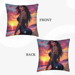 Funda de almohada de felpa doble cara de 18x18 pulgadas con diseño de belleza