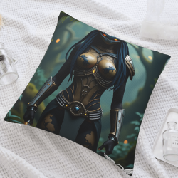 18x18 Inch Double - Sided Plush Pillowcase with Female Warrior Pattern