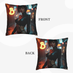 18x18 Inch Double - Sided Plush Anime Female Pillowcase
