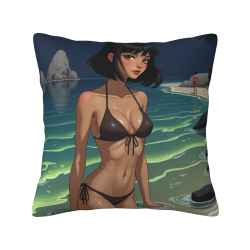 18x18 Zoll Doppelseitige Plüsch-Kissenbezug mit Bikini-Schönheit-Muster