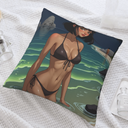 18x18인치 양면 플러시 베개 커버 - 비키니 미녀 패턴