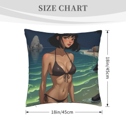 18x18인치 양면 플러시 베개 커버 - 비키니 미녀 패턴