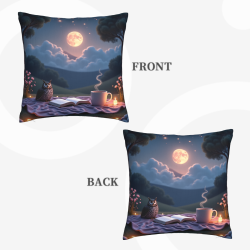 18x18 Inch Double - Sided Plush Moonlit Night Owl Pattern Pillowcase