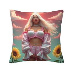 Copricuscino in peluche di moda - Ragazza sognante