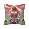 Housse de coussin en peluche mode - Fille rêveuse