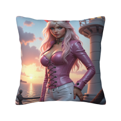 Fodera per cuscino in peluche doppia faccia 18x18 pollici con motivo bellezza anime