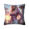 Housse de coussin en peluche recto-verso 18x18 pouces avec motif de beauté anime