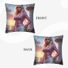Housse de coussin en peluche recto-verso 18x18 pouces avec motif de beauté anime