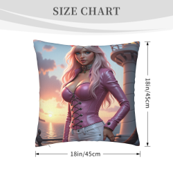 18x18英寸双面毛绒动漫美女图案抱枕套