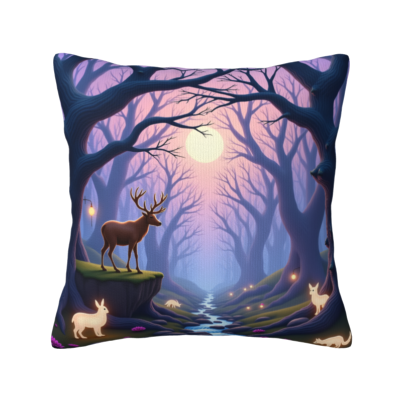 Housse de coussin en peluche Forêt Enchantée - Okomall