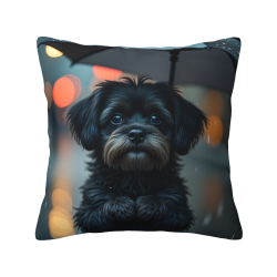 Copricuscino in peluche doppia faccia 18x18 pollici con motivo cucciolo - Alta qualità e comfort