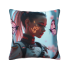 18x18 inches Double - sided Plush Pillowcase with Cyberpunk Girl Pattern