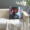 Housse de coussin en peluche recto-verso 18x18 pouces avec motif de fille cyberpunk