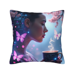 18x18英寸雙面毛絨夢幻女孩蝴蝶抱枕套