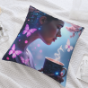 18x18 - inch Double - Sided Fuzzy Pillowcase with Dreamy Girl and Butterfly Pattern