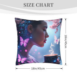 18x18 - inch Double - Sided Fuzzy Pillowcase with Dreamy Girl and Butterfly Pattern