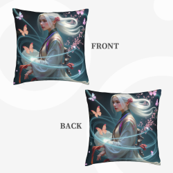 Funda de almohada de felpa reversible con diseño de belleza antigua, 18x18 pulgadas