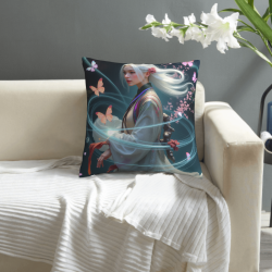 Housse de coussin en peluche réversible avec motif de beauté ancienne, 18x18 pouces