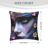 Coussin en Peluche Double Face 45x45 cm avec Portrait et Fleurs