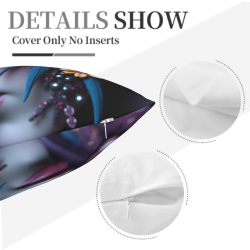 18x18 Inches Double - Sided Plush Pillow Cover with Artistic Portrait and Flowers