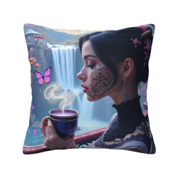 Funda de almohada de felpa impresa de doble cara de 18x18 pulgadas - Belleza de estilo antiguo