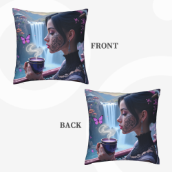 18x18 inches Double - sided Plush Printed Pillowcase - Ancient - style Beauty