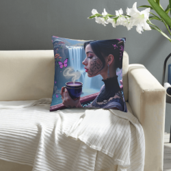 Funda de almohada de felpa impresa de doble cara de 18x18 pulgadas - Belleza de estilo antiguo