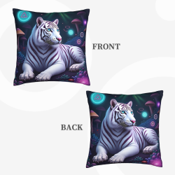 Fodera per cuscino in peluche doppia faccia 18x18 pollici con motivo tigre bianca