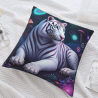 غطاء وسادة فروي مزدوج الوجه بنمط نمر أبيض خيالي 18 × 18 بوصة