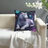 غطاء وسادة فروي مزدوج الوجه بنمط نمر أبيض خيالي 18 × 18 بوصة