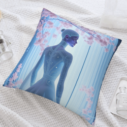 Housse de Coussin en Peluche Fille Rêveuse - Okomall