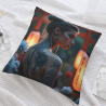 Housse de coussin en peluche recto-verso 18x18 pouces avec motif personnalisé de fille tatouée