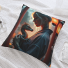 Housse de coussin en polaire double face 18x18 pouces : Motif de femme et petit dragon