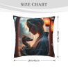 18x18 Inches Double - Sided Fleece Pillow Cover: Pattern of Woman and Little Dragon