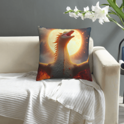 Coussin en peluche double face avec motif de dragon 45x45 cm