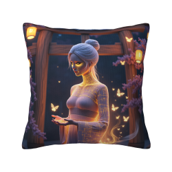 18x18인치 양면 플러시 스로우 베개 커버 - 요정 패턴
