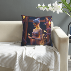 غطاء وسادة ناعم مزدوج الجوانب مقاس 18x18 بوصة بتصميم جنيات