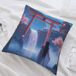 18x18 Inch Double - Sided Plush Japanese - style Landscape Throw Pillow Cover