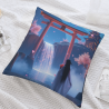 Funda de cojín de felpa reversible de 18x18 pulgadas con paisaje estilo japonés