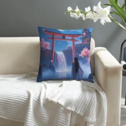 18x18 Inch Double - Sided Plush Japanese - style Landscape Throw Pillow Cover